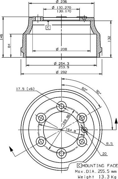 Villar 627.0085 - Əyləc barabanı furqanavto.az