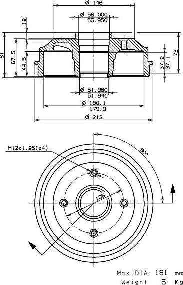 Villar 627.0079 - Əyləc barabanı furqanavto.az