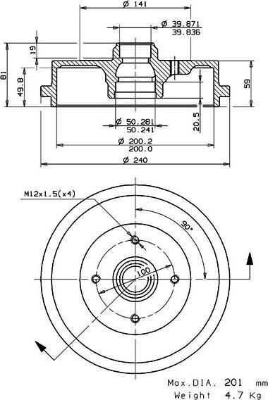 Villar 627.0072 - Əyləc barabanı furqanavto.az