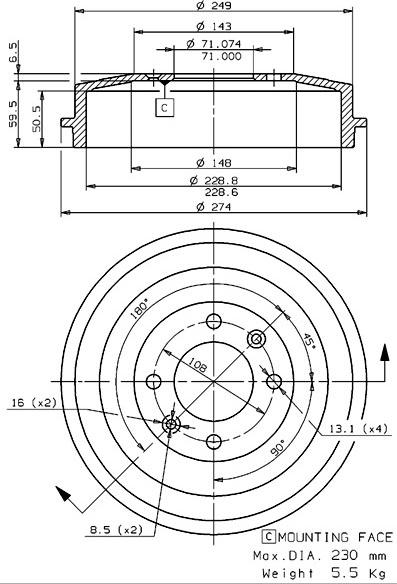 Villar 627.0197 - Əyləc barabanı furqanavto.az