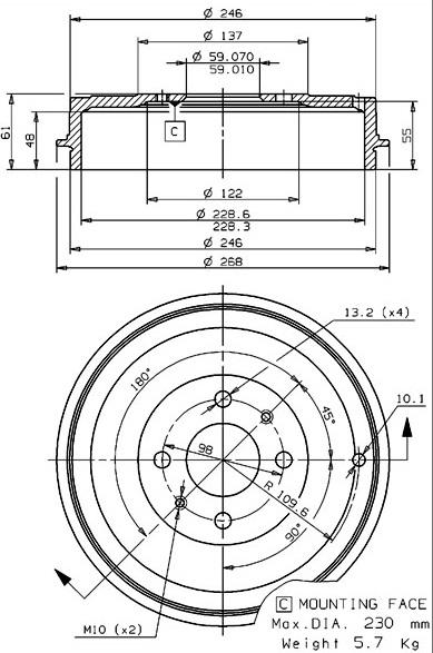 Villar 627.0141 - Əyləc barabanı furqanavto.az