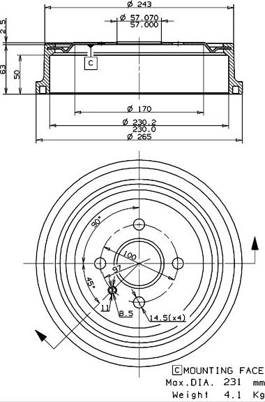 Villar 627.0113 - Əyləc barabanı furqanavto.az