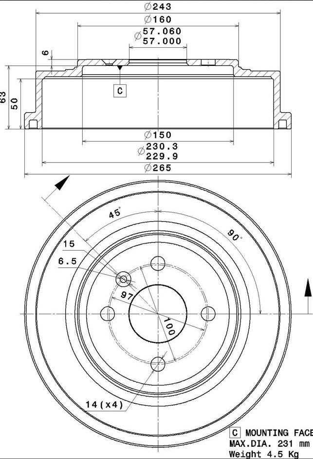 Villar 627.0309 - Əyləc barabanı furqanavto.az