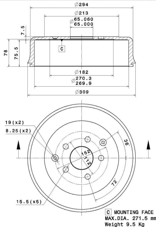 Villar 627.0297 - Əyləc barabanı furqanavto.az