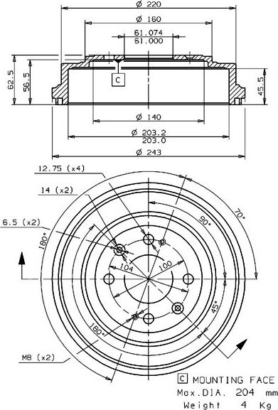 Villar 627.0221 - Əyləc barabanı furqanavto.az