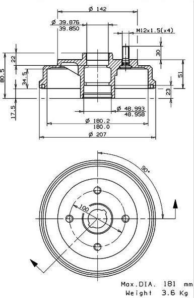 Villar 627.0227 - Əyləc barabanı furqanavto.az