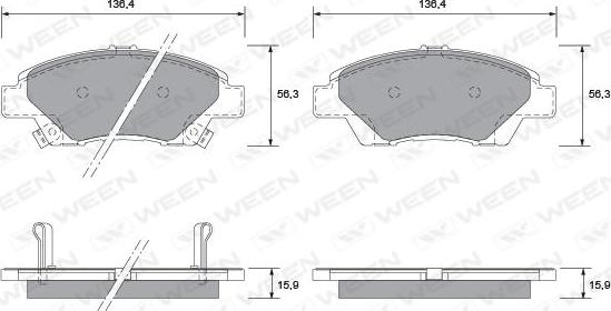 Ween 151-2568 - Əyləc altlığı dəsti, əyləc diski furqanavto.az