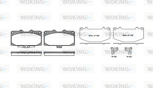 Woking P4993.12 - Əyləc altlığı dəsti, əyləc diski furqanavto.az