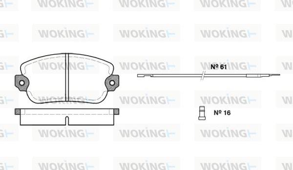 Woking P1243.02 - Əyləc altlığı dəsti, əyləc diski furqanavto.az