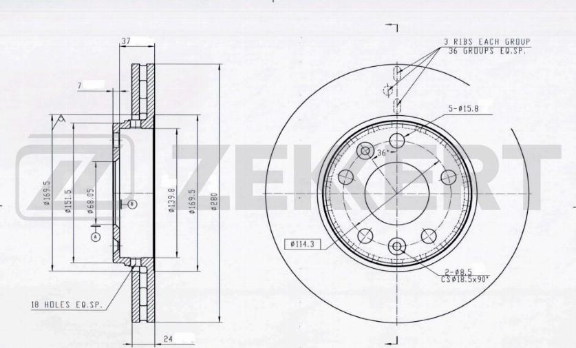 Zekkert BS-5001B - Əyləc Diski furqanavto.az