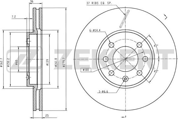 Zekkert BS-5307B - Əyləc Diski furqanavto.az