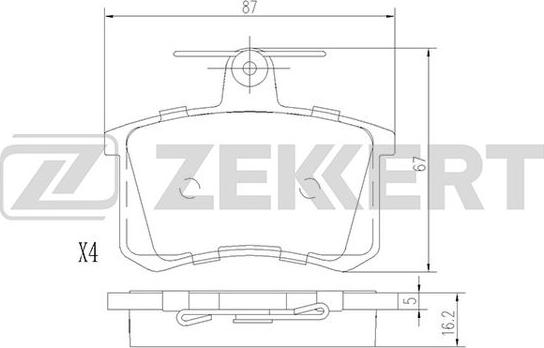 Zekkert BS-1096 - Əyləc altlığı dəsti, əyləc diski furqanavto.az