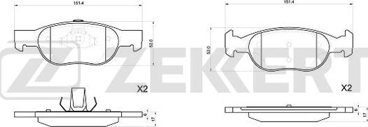 Zekkert BS-1045 - Əyləc altlığı dəsti, əyləc diski furqanavto.az