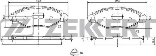 Zekkert BS-1034 - Əyləc altlığı dəsti, əyləc diski furqanavto.az