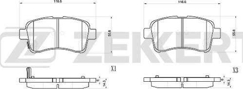 Zekkert BS-1038 - Əyləc altlığı dəsti, əyləc diski furqanavto.az