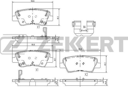 Zekkert BS-1188 - Əyləc altlığı dəsti, əyləc diski furqanavto.az