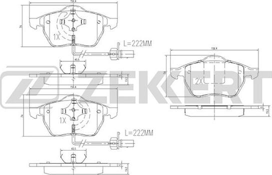 Zekkert BS-1131 - Əyləc altlığı dəsti, əyləc diski furqanavto.az