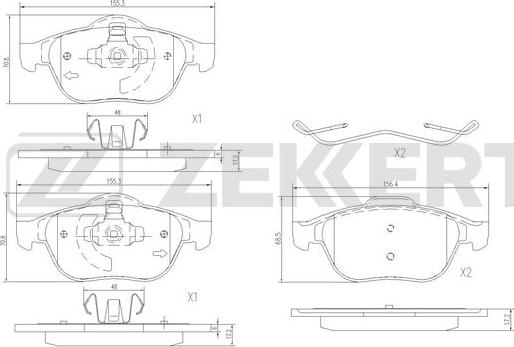 Zekkert BS-1318 - Əyləc altlığı dəsti, əyləc diski furqanavto.az