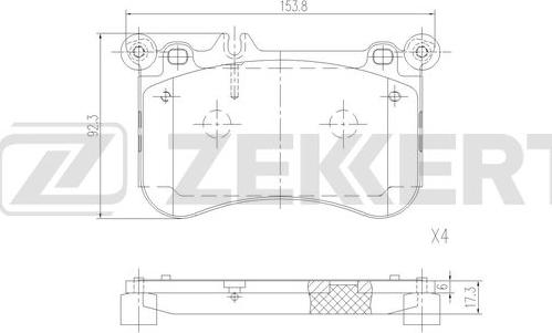 Zekkert BS-1338 - Əyləc altlığı dəsti, əyləc diski furqanavto.az