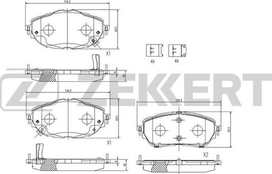 Zekkert BS-1245 - Əyləc altlığı dəsti, əyləc diski furqanavto.az