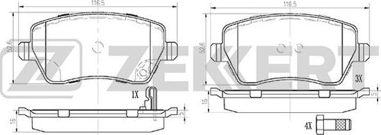 Zekkert BS-1248 - Əyləc altlığı dəsti, əyləc diski furqanavto.az