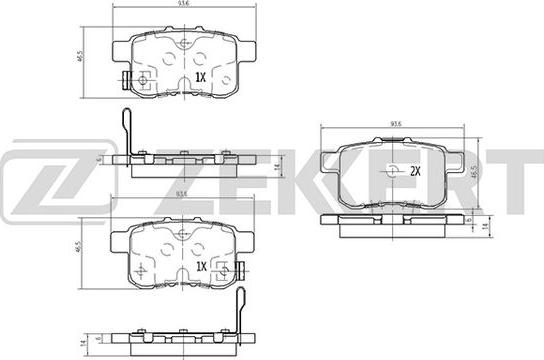 Zekkert BS-1260 - Əyləc altlığı dəsti, əyləc diski furqanavto.az