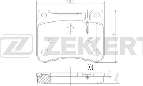 Zekkert BS-1208 - Əyləc altlığı dəsti, əyləc diski furqanavto.az