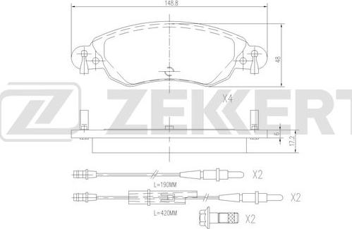 Zekkert BS-3036 - Əyləc altlığı dəsti, əyləc diski furqanavto.az