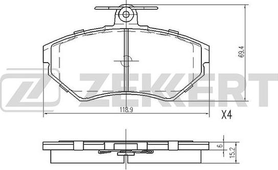 Zekkert BS-2907 - Əyləc altlığı dəsti, əyləc diski furqanavto.az