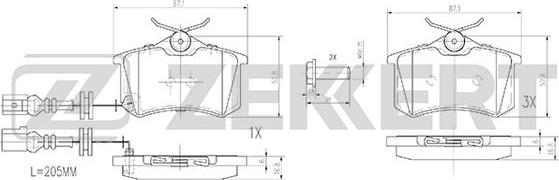 Zekkert BS-2917 - Əyləc altlığı dəsti, əyləc diski furqanavto.az