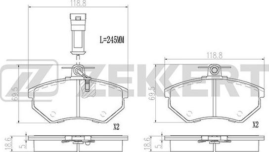 Zekkert BS-2978 - Əyləc altlığı dəsti, əyləc diski furqanavto.az