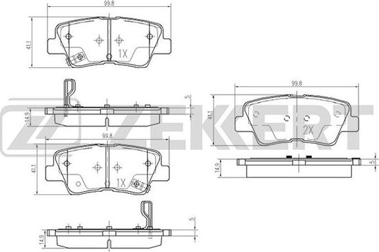 Zekkert BS-2444 - Əyləc altlığı dəsti, əyləc diski furqanavto.az