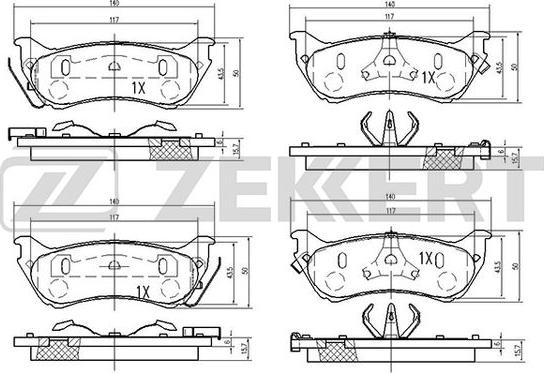 Zekkert BS-2468 - Əyləc altlığı dəsti, əyləc diski furqanavto.az