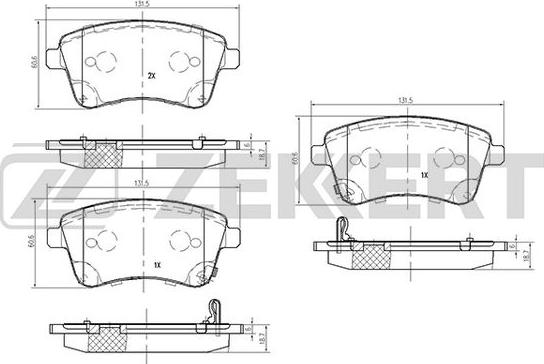 Zekkert BS-2437 - Əyləc altlığı dəsti, əyləc diski furqanavto.az