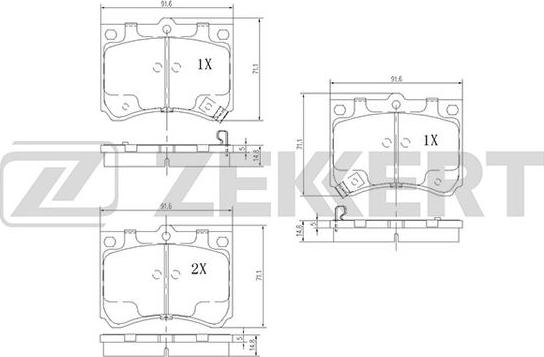 Zekkert BS-2519 - Əyləc altlığı dəsti, əyləc diski furqanavto.az