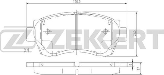 Zekkert BS-2080 - Əyləc altlığı dəsti, əyləc diski furqanavto.az