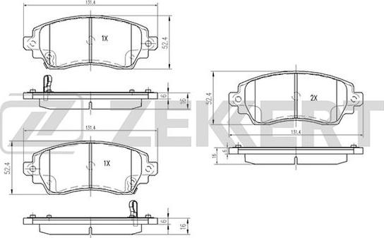 Zekkert BS-2074 - Əyləc altlığı dəsti, əyləc diski furqanavto.az