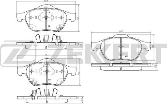 Zekkert BS-2075 - Əyləc altlığı dəsti, əyləc diski furqanavto.az