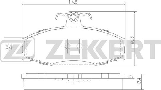 Zekkert BS-2072 - Əyləc altlığı dəsti, əyləc diski furqanavto.az