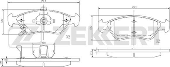 Zekkert BS-2109 - Əyləc altlığı dəsti, əyləc diski furqanavto.az