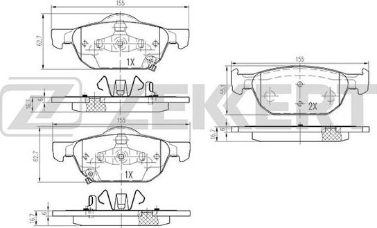 Zekkert BS-2172 - Əyləc altlığı dəsti, əyləc diski furqanavto.az