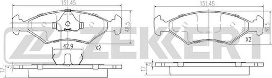 Zekkert BS-2853 - Əyləc altlığı dəsti, əyləc diski furqanavto.az