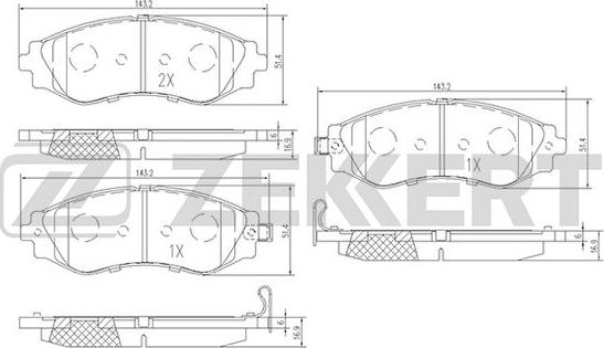 Zekkert BS-2810 - Əyləc altlığı dəsti, əyləc diski furqanavto.az