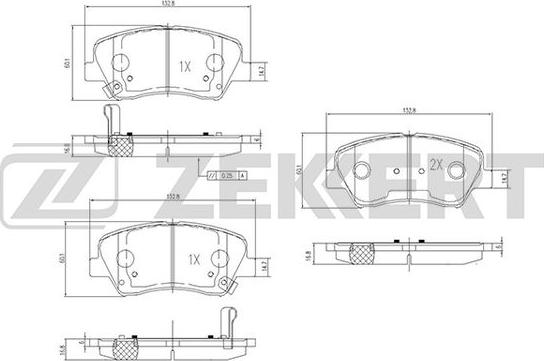 Zekkert BS-2817 - Əyləc altlığı dəsti, əyləc diski furqanavto.az