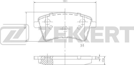 Zekkert BS-2830 - Əyləc altlığı dəsti, əyləc diski furqanavto.az