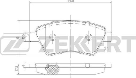 Zekkert BS-2826 - Əyləc altlığı dəsti, əyləc diski furqanavto.az