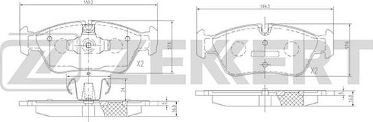 Zekkert BS-2828 - Əyləc altlığı dəsti, əyləc diski furqanavto.az