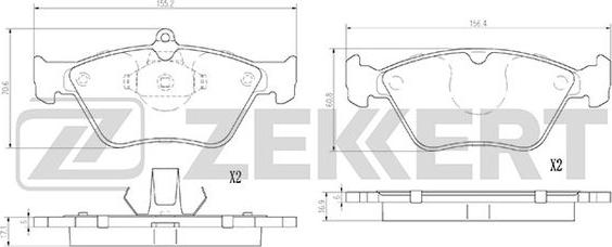 Zekkert BS-2877 - Əyləc altlığı dəsti, əyləc diski furqanavto.az