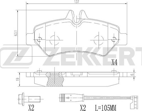 Zekkert BS-2791 - Əyləc altlığı dəsti, əyləc diski furqanavto.az