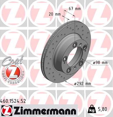 Zimmermann 460.1524.52 - Əyləc Diski furqanavto.az